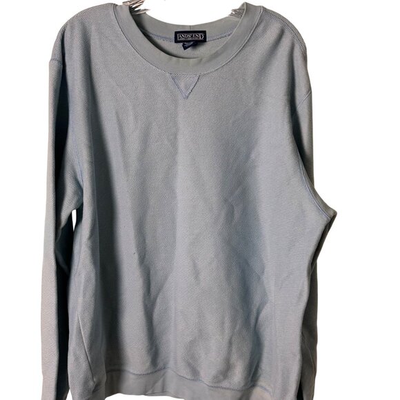 Lands End Large Mens Light Blue Casual Crewneck Sweatshirt - Picture 1 of 12